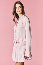 Light Pink Brushed Knit Ruffle Cardigan & Pleated Mini Skirt Set