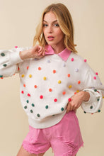 White 3D Multi Color Polka Dot Long Sleeve Sweater