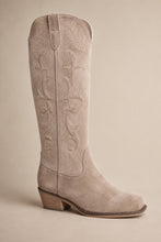 Taupe Square Toe Mid Heel Embroidered Western Cowboy Tall Boots