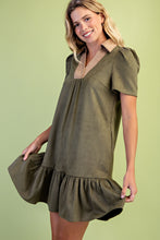 Olive Mix Faux Suede Dress