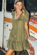 Olive Mix Faux Suede Dress