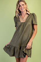 Olive Mix Faux Suede Dress