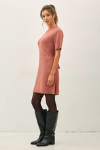 Claymug Short Sleeve Knit Dress With Waist Belt