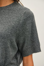 Charcoal Short Sleeve Knit Dress With Waist Belt