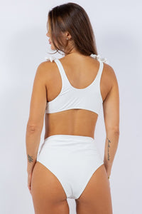 White Two Piece Top Bow Tied Clean Finished Bikini
