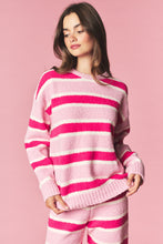 Pink Combo Cozy Stripe Eyelash Knit Lounge Set