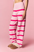 Pink Combo Cozy Stripe Eyelash Knit Lounge Set
