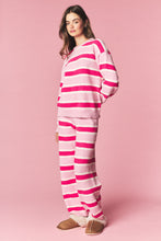 Pink Combo Cozy Stripe Eyelash Knit Lounge Set