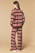 Brown Combo Cozy Stripe Eyelash Knit Lounge Set