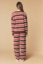 Brown Combo Cozy Stripe Eyelash Knit Lounge Set