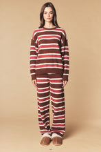 Brown Combo Cozy Stripe Eyelash Knit Lounge Set