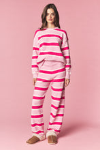 Pink Combo Cozy Stripe Eyelash Knit Lounge Set