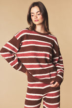 Brown Combo Cozy Stripe Eyelash Knit Lounge Set