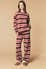 Brown Combo Cozy Stripe Eyelash Knit Lounge Set