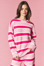 Pink Combo Cozy Stripe Eyelash Knit Lounge Set