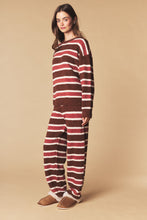 Brown Combo Cozy Stripe Eyelash Knit Lounge Set