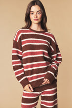 Brown Combo Cozy Stripe Eyelash Knit Lounge Set