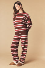 Brown Combo Cozy Stripe Eyelash Knit Lounge Set