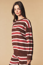 Brown Combo Cozy Stripe Eyelash Knit Lounge Set