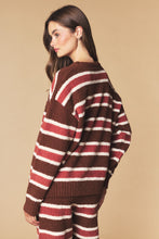 Brown Combo Cozy Stripe Eyelash Knit Lounge Set