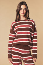 Brown Combo Cozy Stripe Eyelash Knit Lounge Set