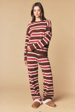 Brown Combo Cozy Stripe Eyelash Knit Lounge Set