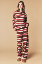 Brown Combo Cozy Stripe Eyelash Knit Lounge Set
