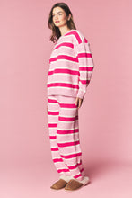 Pink Combo Cozy Stripe Eyelash Knit Lounge Set
