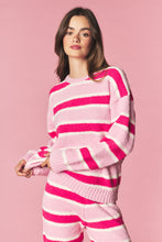 Pink Combo Cozy Stripe Eyelash Knit Lounge Set