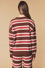 Brown Combo Cozy Stripe Eyelash Knit Lounge Set
