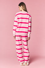 Pink Combo Cozy Stripe Eyelash Knit Lounge Set