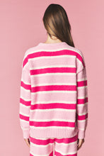 Pink Combo Cozy Stripe Eyelash Knit Lounge Set
