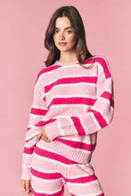 Pink Combo Cozy Stripe Eyelash Knit Lounge Set