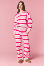 Pink Combo Cozy Stripe Eyelash Knit Lounge Set