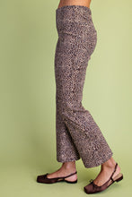 Taupe/Black Faux Suede Cropped Leopard Print Pants