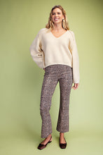 Taupe/Black Faux Suede Cropped Leopard Print Pants