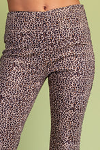 Taupe/Black Faux Suede Cropped Leopard Print Pants