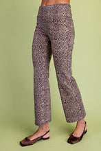 Taupe/Black Faux Suede Cropped Leopard Print Pants