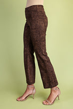 Brown/Black Faux Suede Cropped Leopard Print Pants
