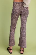 Taupe/Black Faux Suede Cropped Leopard Print Pants