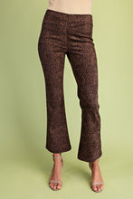 Brown/Black Faux Suede Cropped Leopard Print Pants