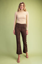 Brown/Black Faux Suede Cropped Leopard Print Pants