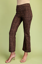 Brown/Black Faux Suede Cropped Leopard Print Pants