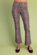 Taupe/Black Faux Suede Cropped Leopard Print Pants