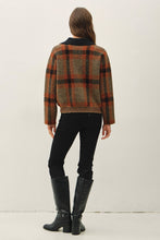 Chestnut Plaid Zip Up Sweater Jacket