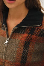 Chestnut Plaid Zip Up Sweater Jacket