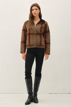 Chestnut Plaid Zip Up Sweater Jacket