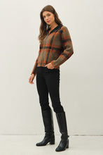 Chestnut Plaid Zip Up Sweater Jacket