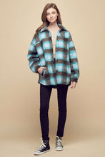 Teal Collared Plaid Jacket
