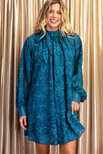 Teal Sequin-embellished Textured Dress